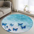 thumbnail image 1 of Navy Blue Butterflies Coastal Round Rug 3ft Washable Circle Entryway Rugs Non Slip Summer Beach Ocean Area Rug Indoor Floor Carpet for Bedroom Kitchen Living Room Home Office Dining Room Nursery, 1 of 8
