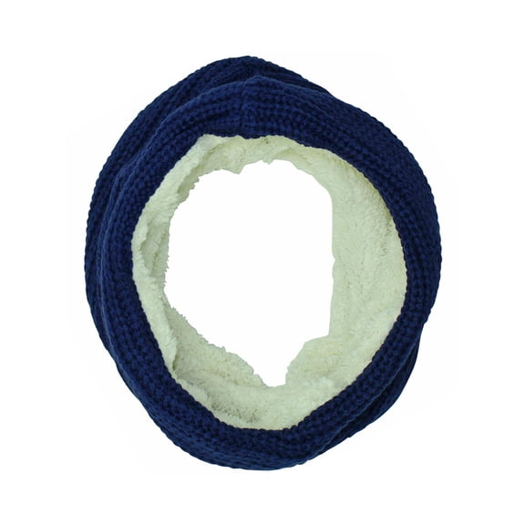Navy Blue Cable Knit Neck Warmer With Fleece Lining