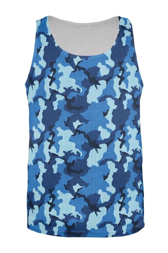 Navy Blue Camo All Over Mens Tank Top Multi SM