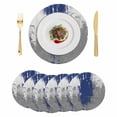 thumbnail image 1 of Navy Blue Cement Gray Round 15 Inch Placemats Set of 6, Modern Abstract Art Blue HeatResistant Non Slip Place Mats for Dining Table, Wipeable Braided Kitchen Table Mats for Housewarming, 1 of 9