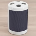 thumbnail image 1 of Navy Blue Ceramic Toothbrush Holder, Geometric Dotted Pattern Design with Abstract Ogee Shapes Grid Ornament Tile, Decorative Versatile Countertop for Bathroom, 4.5" X 2.7", Dark Blue Tan, 1 of 4