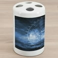 thumbnail image 1 of Navy Blue Ceramic Toothbrush Holder, Modern Ship with Radar Exposure in Screen Digital Electronic Hi Tech Futuristic Concept, Versatile Countertop for Bathroom, 4.5" X 2.7", Blue, by Ambesonne, 1 of 4