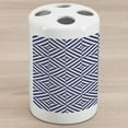 thumbnail image 1 of Navy Blue Ceramic Toothbrush Holder, Symmetrical and Asymmetrical Geometric Pattern Design Image, Decorative Versatile Countertop for Bathroom, 4.5" X 2.7", Pale Blue Dark Blue, by Ambesonne, 1 of 4