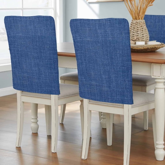 Navy Blue Chair Back Covers, Removable Chair Covers for Dining Chairs Set of 4, Washable Chairs Slipcovers Back Seat Protector for Wedding Party 19"x20"