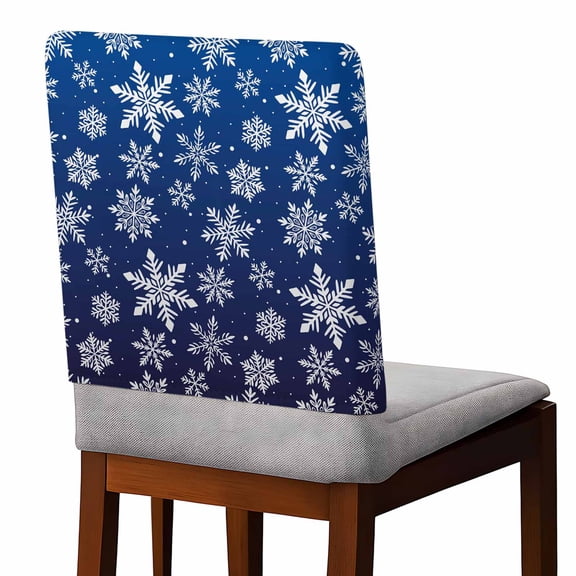 Navy Blue Chair Covers Set of 4 and White Snowflake Winter Christmas Chair Back Covers Stretch Removable Washable Slipcovers Protector for Dining Room Kitchen Party Decor