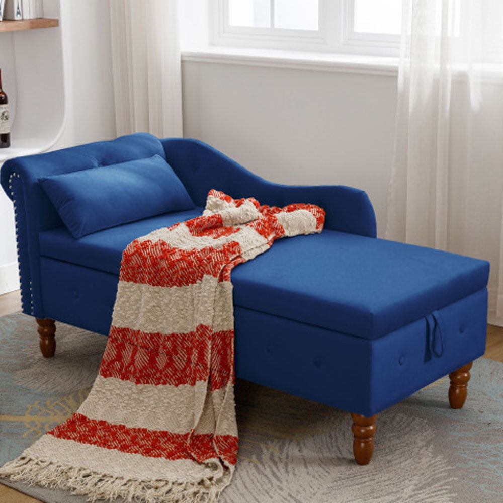 Navy Blue Chaise Lounge Indoor,Velvet Lounge Chair for Bedroom with