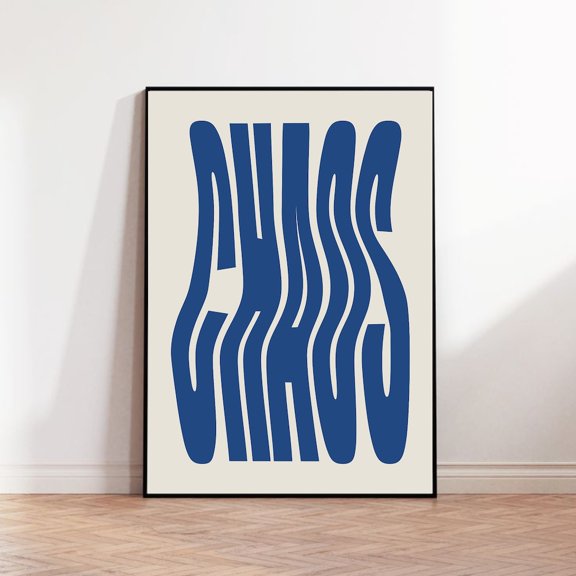 Navy Blue Chaos 70s Retro Typography Modern Poster