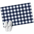 thumbnail image 1 of Navy Blue Check Entryway Rug 2x3 Area Rug Washable Indoor Doormat Small Bathroom Rugs Non-Slip Low Pile Accent Throw Rugs Farmhouse Buffalo Plaid Blue Floor Carpet for Kitchen Bedroom Entrance, 1 of 8