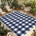 thumbnail image 1 of Navy Blue Check Outdoor Rug 3x5 Ft - Reversible Patio Rug Outdoor Camping Rugs, Farmhouse Buffalo Plaid Blue Washable Indoor Outdoor Area Rugs, Non-Slip Outdoor Carpet Runner for Deck/Porch, 1 of 8