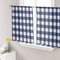 thumbnail image 1 of Navy Blue Check Semi Sheer Curtains 45 Inch Length 2 Panels Set, Farmhouse Buffalo Plaid Blue Sheer Kitchen Curtain Privacy Voile Window Curtain for Living Room Bedroom Rod Pocket Drapes, 1 of 7