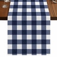 thumbnail image 1 of Navy Blue Check Table Runner 70 Inches Long, Farmhouse Buffalo Plaid Blue Cotton Linen Table Runners Dresser Scarves, Decorative Fabric Tabletop Scarf Furniture Cover for Home Dinner Party 13"x70", 1 of 8
