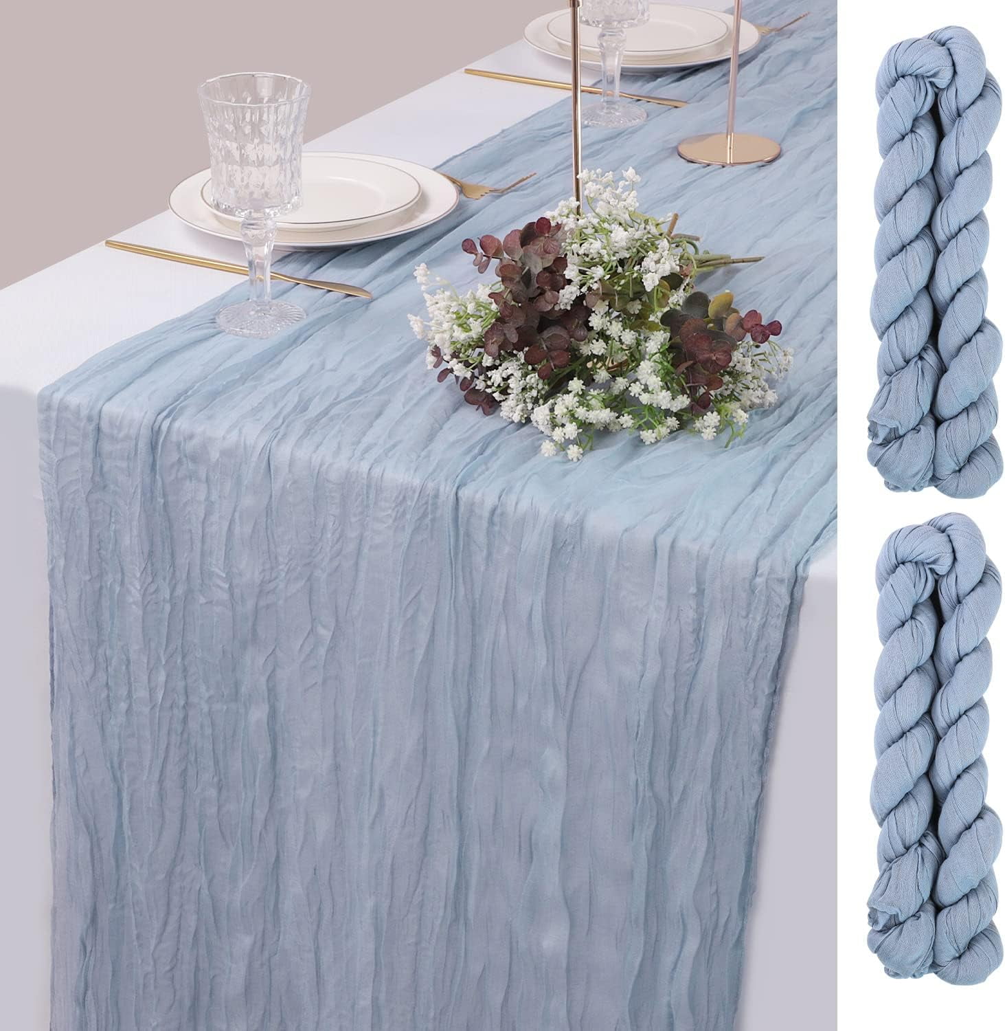 Navy Blue Cheesecloth Table Runner 3.3ft Long Gauze Table Runner Rustic