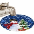 thumbnail image 1 of Navy Blue Christmas 3ft Area Rug, Snowman Xmas Tree Ball Gifts Winter Washable Non-Slip Small Round Rugs for Entryway Bedroom Kitchen, Soft Circle Carpet for Dining Room, Playroom Nursery Rug, 1 of 9