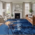 thumbnail image 1 of Navy Blue Christmas Area Rugs 8'x10', Washable Small Throw Rugs for Living Room Patio, Xmas Tree Snowflake Winter Forest Indoor Outdoor Rug Non-Slip Low Pile Carpet Runner Reversible Floor Mats, 1 of 8