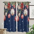 thumbnail image 1 of Navy Blue Christmas Ball Kitchen Curtains 84 In Long, Winter Xmas Poinsettia Snowflake Rod Pocket Window Curtain Panels for Bedroom/Bathroom/Nursery, Light Filtering Treatment Curtains Drapes 52"x84", 1 of 5