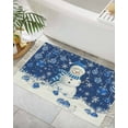thumbnail image 1 of Navy Blue Christmas Bathroom Rug 2x3 Front Door Mat with Tassel Cotton Woven Throw Area Rug Washable Small Entry Rugs Snowman Xmas Snowflake Ball Winter Low Profile Carpet for Kitchen Laundry Room, 1 of 5