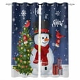 thumbnail image 1 of Navy Blue Christmas Blackout Curtains for Bedroom, Gifts Xmas Tree Snowman Snowflake Winter Thermal Insulated Kitchen Drapes with Grommets, Light Blocking Window Treatment, 2 Panels 52" x 63", 1 of 7