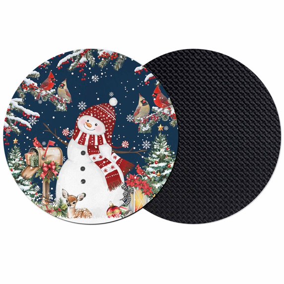 Navy Blue Christmas Coasters Set of 2, Absorbent Coasters for Drinks, Red Snowman Xmas Tree Snowflake Winter Coaster for Desk Coffee Table Protection, Home Decor House Warming Gifts 4"