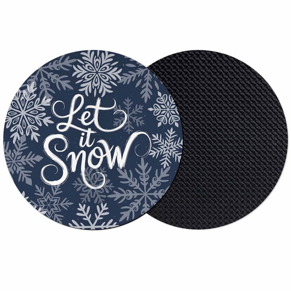 Navy Blue Christmas Coasters Set of 2, Absorbent Coasters for Drinks, Retro Rustic Winter Snowflakes Xmas Coaster for Desk Coffee Table Protection, Home Decor House Warming Gifts 4"