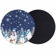 thumbnail image 1 of Navy Blue Christmas Coasters Set of 2, Absorbent Coasters for Drinks, Snowman Xmas Tree Snowflake Winter Coaster for Desk Coffee Table Protection, Home Decor House Warming Gifts 4", 1 of 8