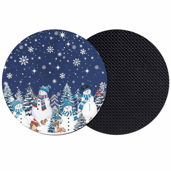 Navy Blue Christmas Coasters Set of 2, Absorbent Coasters for Drinks, Snowman Xmas Tree Snowflake Winter Coaster for Desk Coffee Table Protection, Home Decor House Warming Gifts 4"