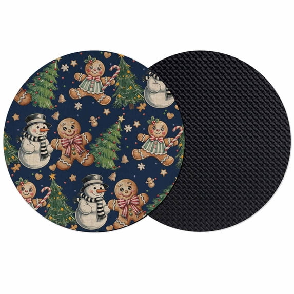 Navy Blue Christmas Coasters Set of 2, Absorbent Coasters for Drinks, Xmas Tree Gingerbread Snowman Winter Coaster for Desk Coffee Table Protection, Home Decor House Warming Gifts 4"