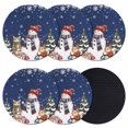 thumbnail image 1 of Navy Blue Christmas Coasters Set of 6, Absorbent Coasters for Drinks, Snowman Squirrel Pine Tree Snowflake Coaster for Desk Coffee Table Protection, Home Decor House Warming Gifts 4", 1 of 8