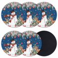 thumbnail image 1 of Navy Blue Christmas Coasters Set of 6, Absorbent Coasters for Drinks, Snowman Xmas Tree Ball Elk Snowflake Coaster for Desk Coffee Table Protection, Home Decor House Warming Gifts 4", 1 of 8
