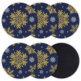 thumbnail image 1 of Navy Blue Christmas Coasters Set of 6, Absorbent Coasters for Drinks, Winter Xmas Snowflakes Textured Coaster for Desk Coffee Table Protection, Home Decor House Warming Gifts 4", 1 of 8