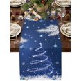 Navy Blue Christmas Cotton Linen Table Runner Shiny Star Tree Xmas ...