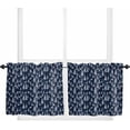 thumbnail image 1 of Navy Blue Christmas Kitchen Curtain 2 Panels Tiers Curtains 36 Inch Length, Xmas Tree Elk Christmas Curtains Rod Pocket Curtains Window Drapes Treatment Window Cafe Curtains, 1 of 5