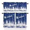 thumbnail image 1 of Navy Blue Christmas Kitchen Curtains and Valances Set, Xmas Reindeer Tree Winter Snowflake Rod Pocket Window Valance 18 Inch Window Curtain Panels for Living Room Bedroom Laundry, 27.5x36in, 3 Pieces, 1 of 7