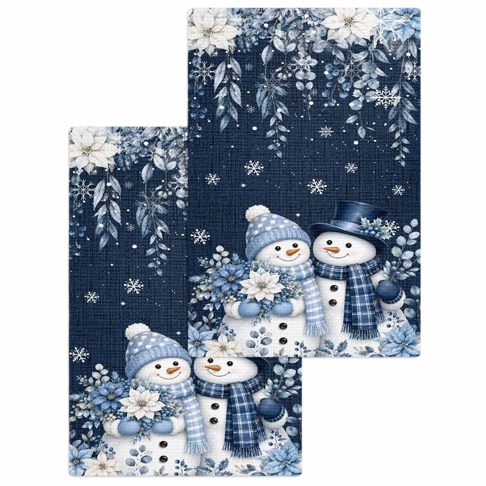Navy Blue Christmas Kitchen Dish Towels for Drying Dishes Set of 2 ...