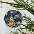 thumbnail image 1 of Navy Blue Christmas Ornament - 3.15 Inch Acrylic Hanging Pendant with Gold Accents (Shatterproof Tree/Car Decor), 1 of 2