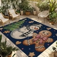 thumbnail image 1 of Navy Blue Christmas Outdoor Rug for Patio/Deck/Porch, Non-Slip Large Area Rug 4 x 6 Ft, Xmas Tree Gingerbread Snowman Winter Indoor Outdoor Rugs Washable Area Rugs, Camping Rug Carpet Runner, 1 of 8