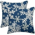 thumbnail image 1 of Navy Blue Christmas Pillow Covers 20x20 Inch Set of 2 Winter Snowflake Decorative Throw Pillows Farmhouse Holiday Christmas Decor Cushion Covers Linen for Home Living Room Bed Outdoor, 1 of 4