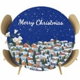 thumbnail image 1 of Navy Blue Christmas Round Tablecloth 55-60 Inch Round Fitted Table Cloth with Elastic Edge, Farmhouse Xmas Snowflake Waterproof Table Cover Protector for Outdoor Picnic Party Dining, 1 of 6