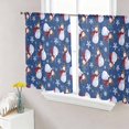 thumbnail image 1 of Navy Blue Christmas Sheer Curtains 45 Inch Length 2 Panels Set, Snowflake Snowman Xmas Christmas Voile Window Treatment Rod Pocket Small Kitchen Curtains Drapes for Bedroom 52"x45"x2, 1 of 7