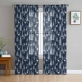 thumbnail image 1 of Navy Blue Christmas Sheer Curtains 84 Inches Long 2 Panels Set, Window Sheer Curtains for Living Room/Bedroom, Xmas Tree Elk Christmas Light Filtering Rod Pocket Curtain 52'' x 84'' x 2, 1 of 7