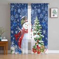 thumbnail image 1 of Navy Blue Christmas Sheer Curtains 84 Inches Long, Snowman Xmas Tree Ball Gifts Winter Light Filtering Window Curtains for Living Room, Rod Pocket Voile Sheer Curtain Drapes, 52"Wx84"L, 2 Panels, 1 of 9