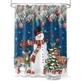 thumbnail image 1 of Navy Blue Christmas Shower Curtain Set, Waterproof Shower Curtains for Bathroom, Snowman Xmas Tree Ball Elk Snowflake Washable Fabric Cloth Bath Curtain for Bathtub Decoration with Hooks 66x72 Inches, 1 of 6
