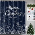 thumbnail image 1 of Navy Blue Christmas Shower Curtains for Bathroom, Waterproof Fabric Bath Curtains Decor, Bath Tub Curtain White Xmas Snowflake Winter Decorative Shower Curtain Sets with 12 Hooks, 72x72 Inch, 1 of 8