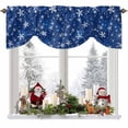 thumbnail image 1 of Navy Blue Christmas Snowflakes Tie Up Valances Curtain, Winter Snowfall Shiny White Adjustable Rod Pocket Short Window Treatment Tie Up Curtains Valances for Kitchen Living Room Bathroom 42x12 Inches, 1 of 9