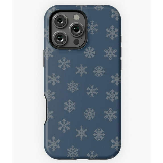 Navy Blue Christmas Snowflakes Winter Phone Case for iPhone 16 15 14 13 12 11 Pro Max