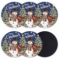 thumbnail image 1 of Navy Blue Christmas Snowman Coasters Set of 6, Absorbent Coasters for Drinks, Xmas Tree Snowflake Botanical Coaster for Desk Coffee Table Protection, Home Decor House Warming Gifts 4", 1 of 8