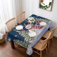 thumbnail image 1 of Navy Blue Christmas Snowman Table Cloth Waterproof Tablecloths, Winter Xmas Tree Snowflakes Tablecloth Dining Table Cover for Kitchen Party Tabletop Outdoor, Rectangle Tablecloth 60x84 Inch, 1 of 9