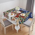 thumbnail image 1 of Navy Blue Christmas Snowman Table Cloth Waterproof Tablecloths, Xmas Tree Snowflake Botanical Tablecloth Dining Table Cover for Kitchen Party Tabletop Outdoor, Square Tablecloth 60x60 Inch, 1 of 9