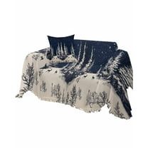 Navy Blue Christmas Sofa Couch Covers for Dogs, Washable Sectional Couch Slipcovers for Loveseat with Tassels, Forest Reindeer Winter Snowflake Non Slip Sofa Throw Cover Blanket L 71''x102''