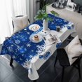 thumbnail image 1 of Navy Blue Christmas Table Cloth Waterproof Tablecloths, Snowman Xmas Snowflake Ball Winter Tablecloth Dining Table Cover for Kitchen Party Tabletop Outdoor, Rectangle Tablecloth 60x120 Inch, 1 of 9
