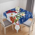 thumbnail image 1 of Navy Blue Christmas Table Cloth Waterproof Tablecloths, Snowman Xmas Tree Ball Gifts Winter Tablecloth Dining Table Cover for Kitchen Party Tabletop Outdoor, Square Tablecloth 60x60 Inch, 1 of 9